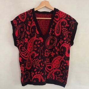 90s Oversized Paisley Print Sweater Vest